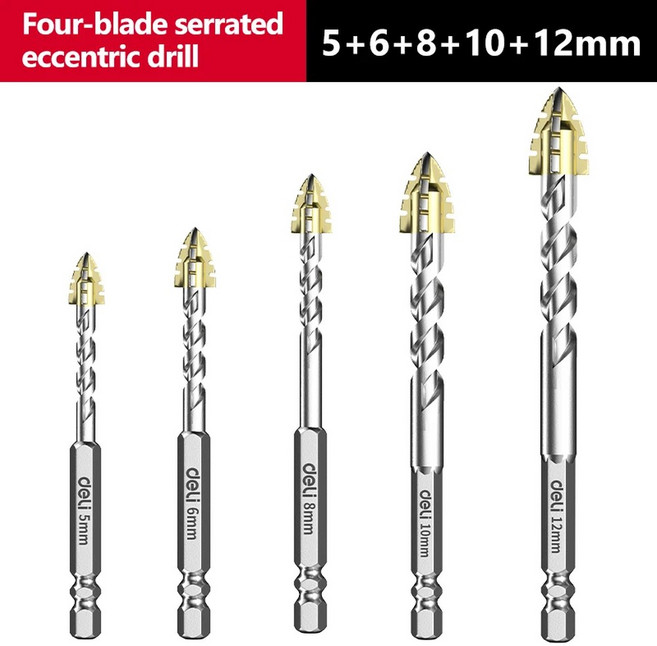 타일 드릴링 및 콘크리트 특수 전기 드릴 초고경도 비트용 5pcs 4날 톱니 비트