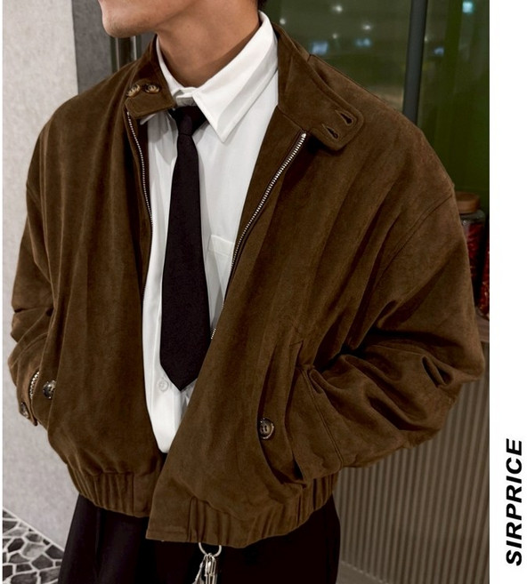 SIRPRICE Select Shop 麂皮立領外套 BOXY FIT 短寬 韓系