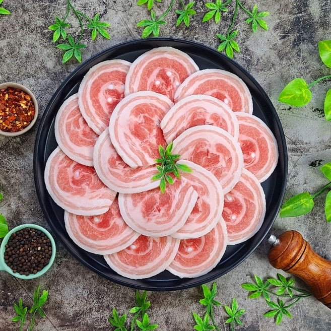 고기도매시장 수입소고기 덴마크 눈꽃 삼겹살 대패삼겹살 냉삼, 1cm, 1개, 1kg