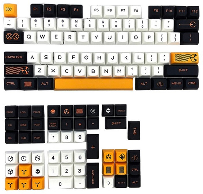 126키/세트 염료 승화 키 캡 XDA 프로필 기계식 키보드 PBT 키 캡 E8BE, 가상전쟁 영어