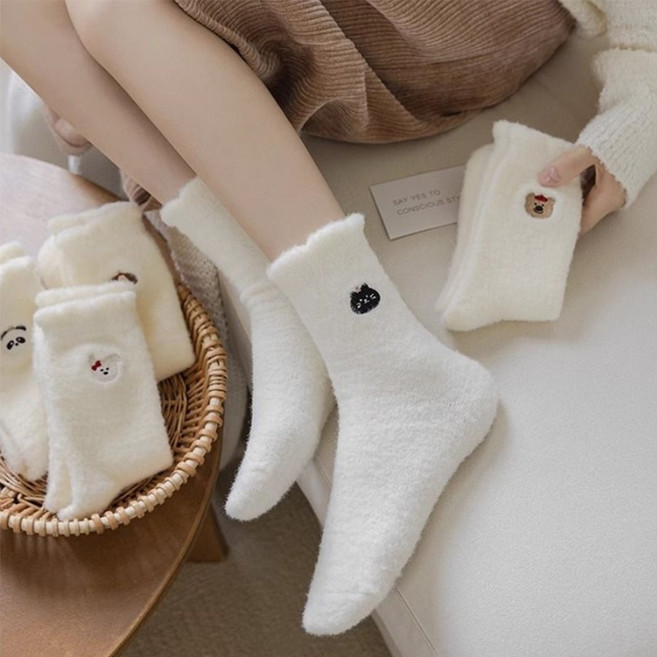 애니멀자수 겨울양말 털양말 수면양말 기모양말 수족냉증 겨울선물