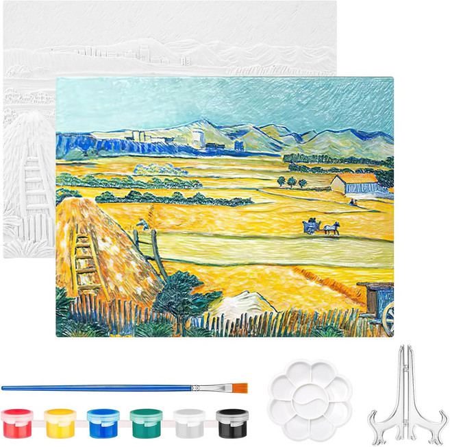 도자기 공예품을 칠할 준비가 된 라클랜드 페인팅 키트 붓으로 칠하지 않은 석고 DIY 아트 세트 크기 4x5 인치 오픈 랜드, Sea Wave