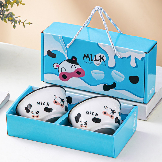 BLOWFISHFUGU 귀요미 젖소 밥그릇 밥그릇국그릇세트 캐릭터 밥그릇 샐러드볼 선물 세트