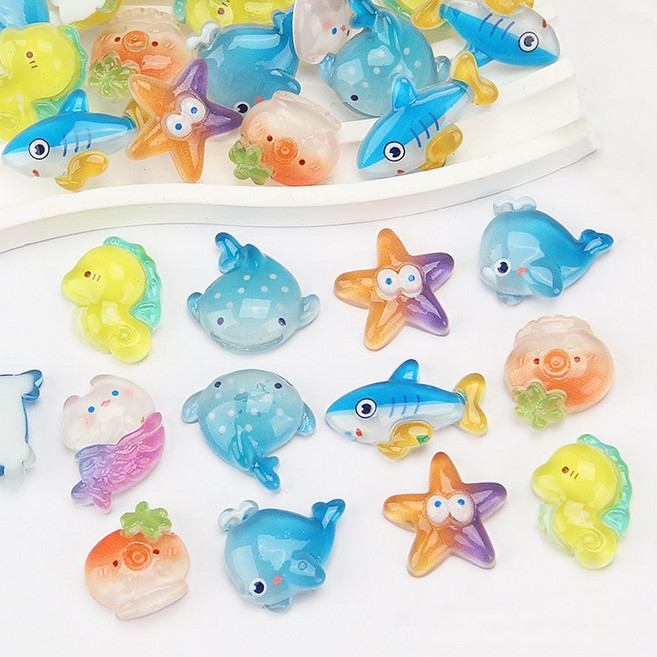 바다 파츠 해양 50개 데코덴 슬라임 꾸미기 재료 여름 상어 고래 데코 도매 대용량 diy