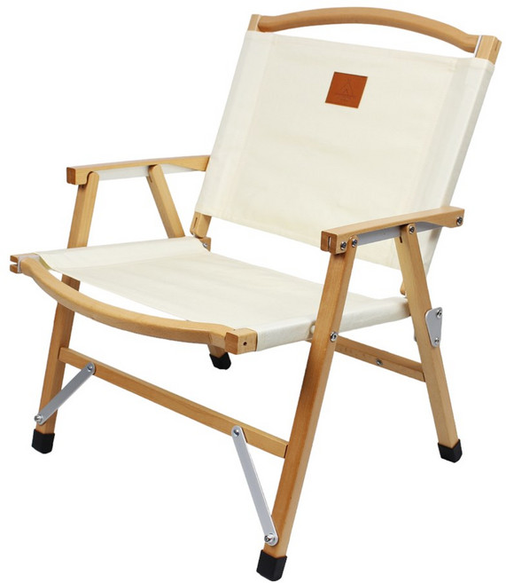 캠핑 의자 접이식 백패킹 우드플랫체어, 1개, 아이보리