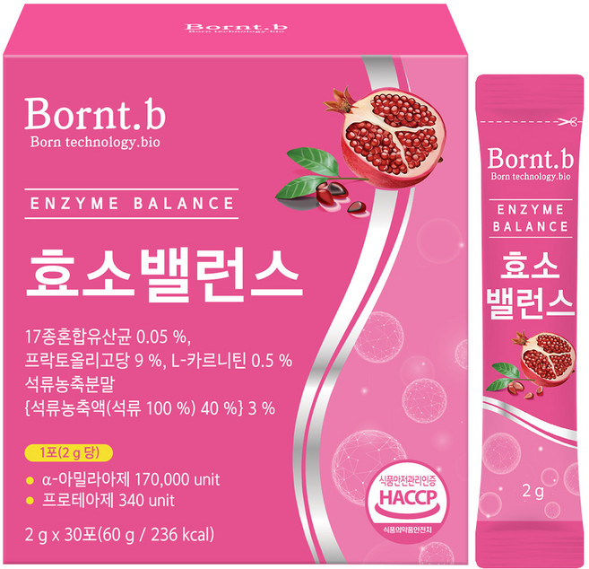 본트비 효소 밸런스 석류맛, 60g, 1박스