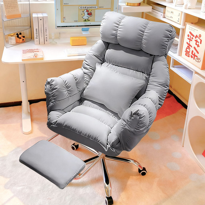 New World 침대형 중역 의자 발받침대 리클라이너 사무용 PC방용 컴퓨터 게임용 의자 833, 1개, 연회색