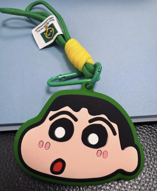 HH만물상 BYD 아토3 캐릭터 실리콘 키케이스 스트랩 세트 씰 돌핀 스마트키 커버, 그린짱구