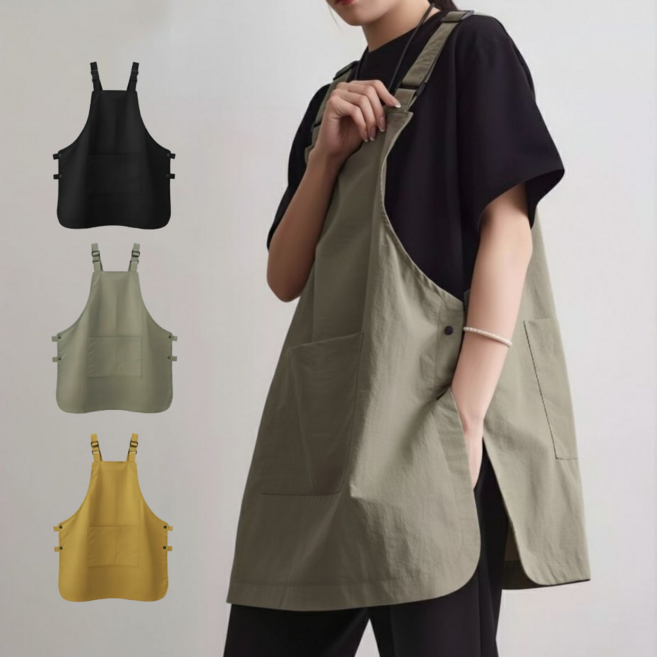 루비엔 방수 카페 앞치마 빅사이즈 초경량, 1개, 타슬론 어반카키