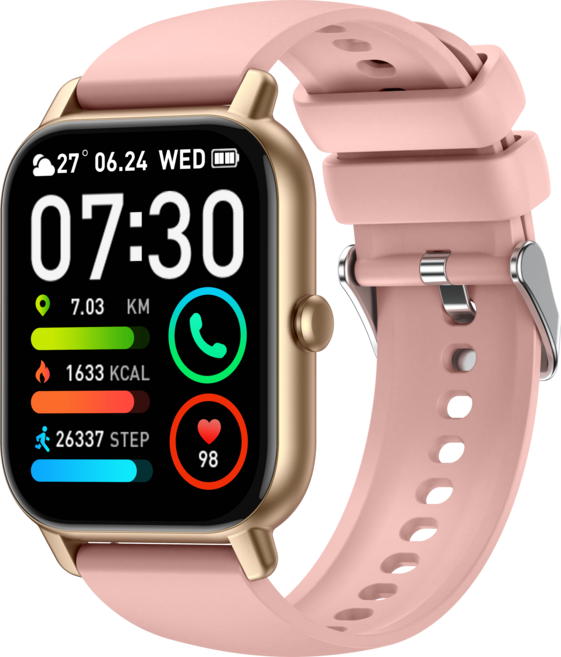 Donerton P66 통화가능 스마트워치 46.99mm 한글판 운동시계, 블루투스, 4.699cm, 핑크색