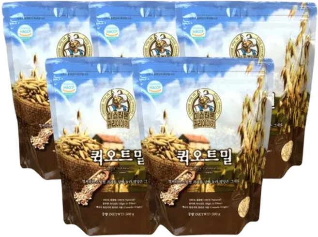 퀵 오트밀 참 귀리 통 시리얼 오토밀 캐나다 500g 5병, 5개
