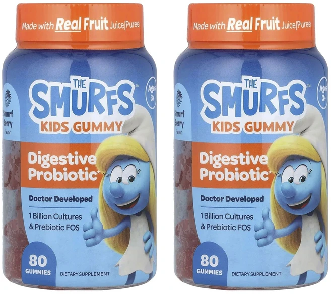 스머프 어린이 다이제스티브 프로바이오틱 Smurf 베리 맛 구미, 80정, 2개 - 쿠팡