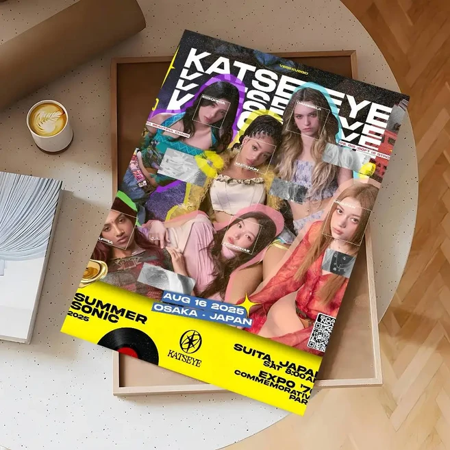 핫뮤직 밴드 K-KATSEYE 포스터 자체 접착 벽화 예술 방수 스티커 바 룸 장식 인쇄 선물, A. z3