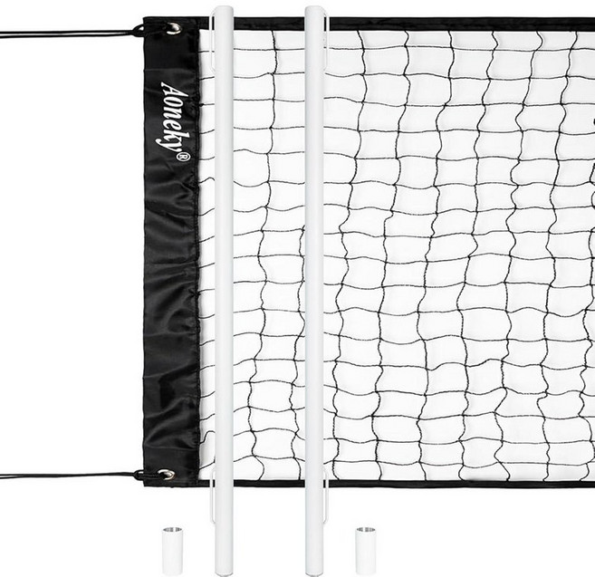 Aoneky 1.5'' Pool Deck-Mounted Volleyball Poles Net - Steel Posts Sleeves (Volleyball 21ft Net) 14, 6.4m(20피트) 네트 폴