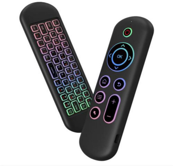 리모컨 무선 자이로스코프 에어 마우스 USB 리시버 미니 키보드 안드로이드 스마트 TV 박스 PC용 7 색 백라이트 2.4G BT 5.2, 1) Backlight, 1) Backlight