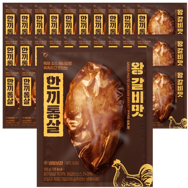 한끼통살 통살 닭가슴살 왕갈비맛 30개입, 30개, 100g