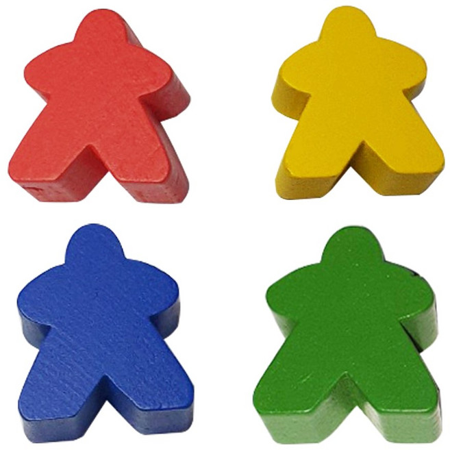 나무미플 중형 4색세트 미플마커 보드게임부품 사람모양게임말 no2320, 1세트