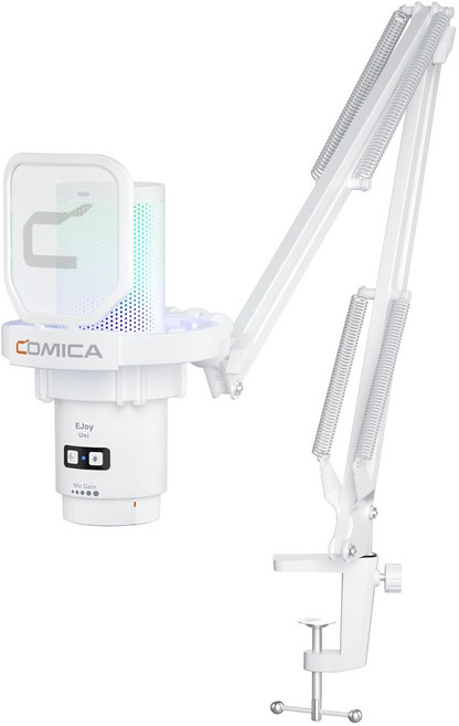 COMICA Ejoy Uni USB 콘덴서 게이밍 마이크 RGB 조명 게임 팟캐스팅 스트리밍 녹음용 원터치 노이즈캔슬링, white, Ejoy Uni(A)