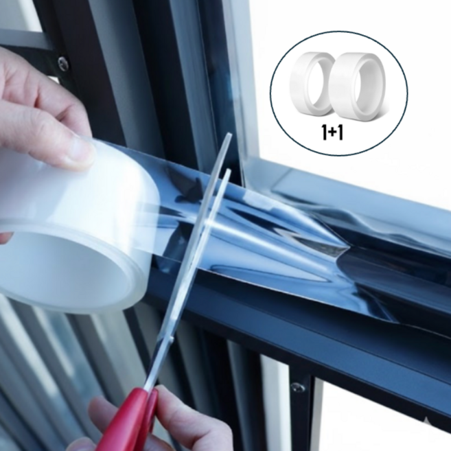 1+1 투명 틈새 방풍 테이프 외풍차단 창문 문풍지 5M, 1개