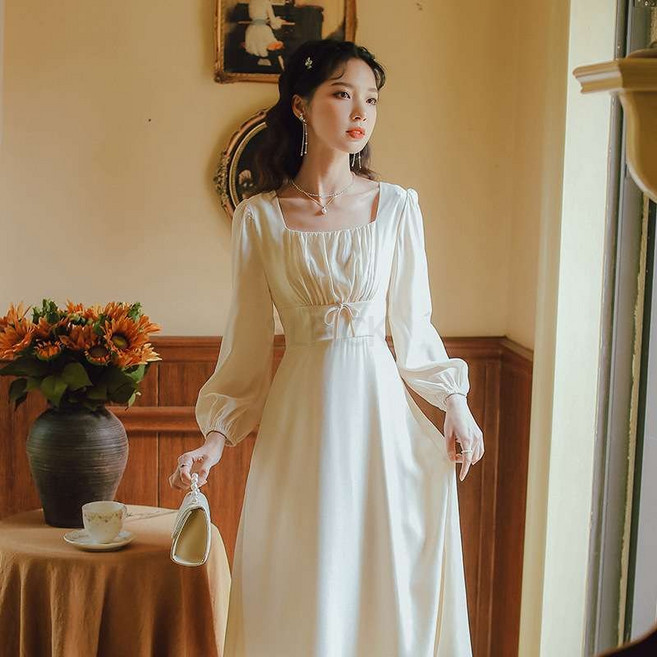 YSMALL 여성 공주풍 개화기원피스 유럽풍 드레스 단정한 원피스