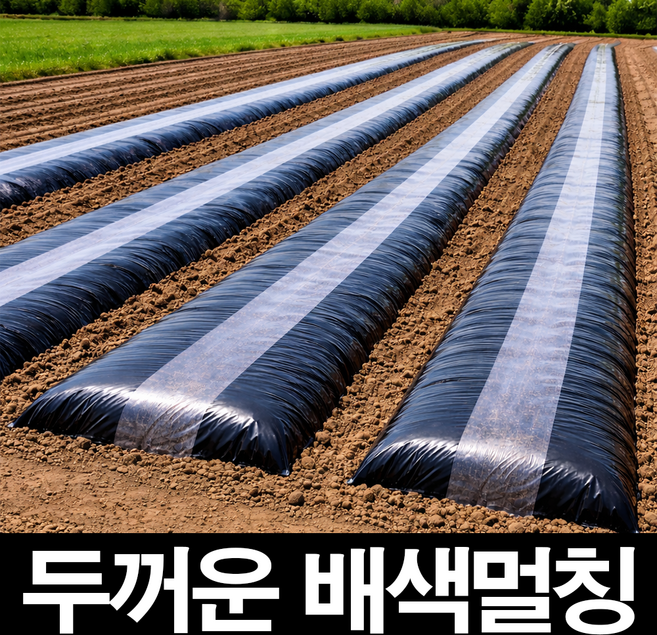 농대나온남자 배색 멀칭비닐 두꺼운 두께 0.02 폭 100cm 길이 200m 고추 감자 마늘 양파 무 배추 텃밭 농사 농업용 비닐, 1개