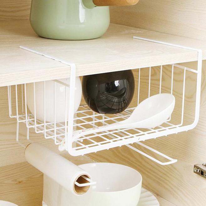 데일리공감 철제걸이선반 클립형 행주걸이 수납선반 데스크걸이선반, 2개, 화이트