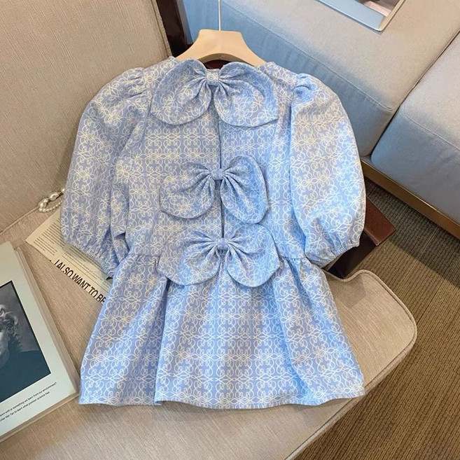 Toruva어린이 꽃무늬 퍼프소매 셔츠 귀엽고 달콤한 디자인14세 이상