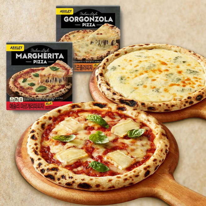 애슐리 화덕피자 2종 (고르곤졸라+마르게리따), 1세트, 458g