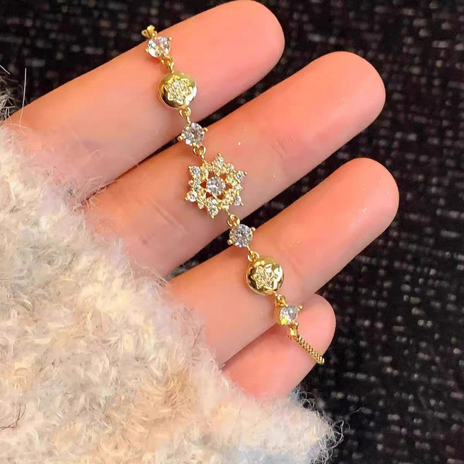 NXNA 14K 5A큐빅 윈터 눈꽃 패션 미니 선물 팔찌 XYL-SL012 도금