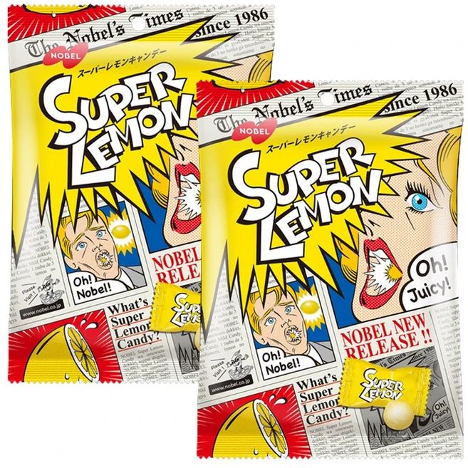 노벨 슈퍼 레몬 캔디, 80g, 2개 - 쿠팡