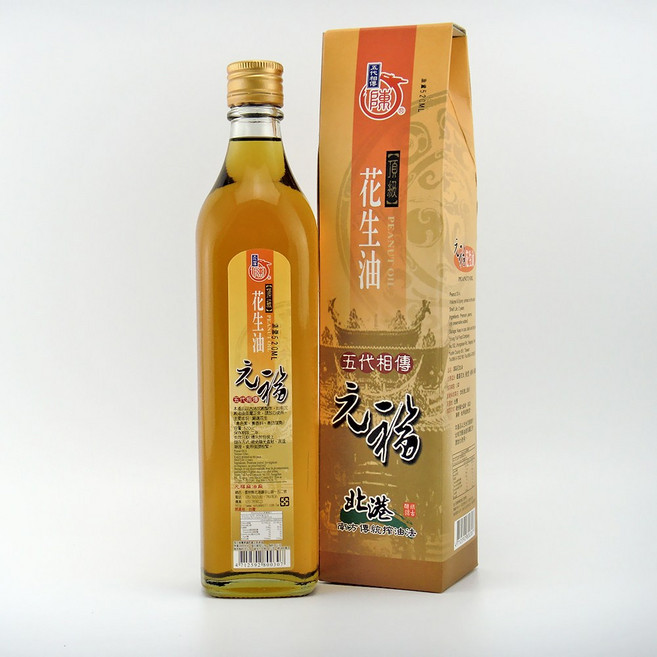 元福 花生油, 1個, 520ml 玻璃瓶 紙盒裝, 520ml
