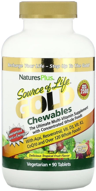 NaturesPlus Source of Life 골드 츄어블 맛있는 열대 과일 맛 90정, NaturesPlusSourceofLife골드츄어블맛있, 1개 - 쿠팡