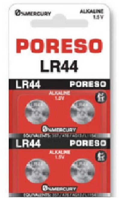 [일반우편배송] 포레소셀 PORESO LR44 알카라인 1.5V 버튼셀 배터리, 1개, 4개입