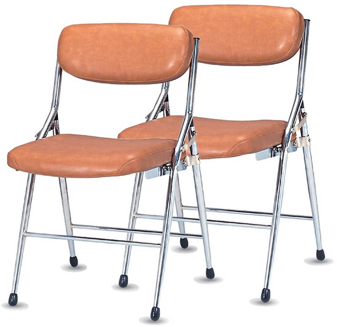 [1+1] 곡선접의자 접이식 접이용 세미나 회의실 의자 (2개 1세트), 브라운, 2개