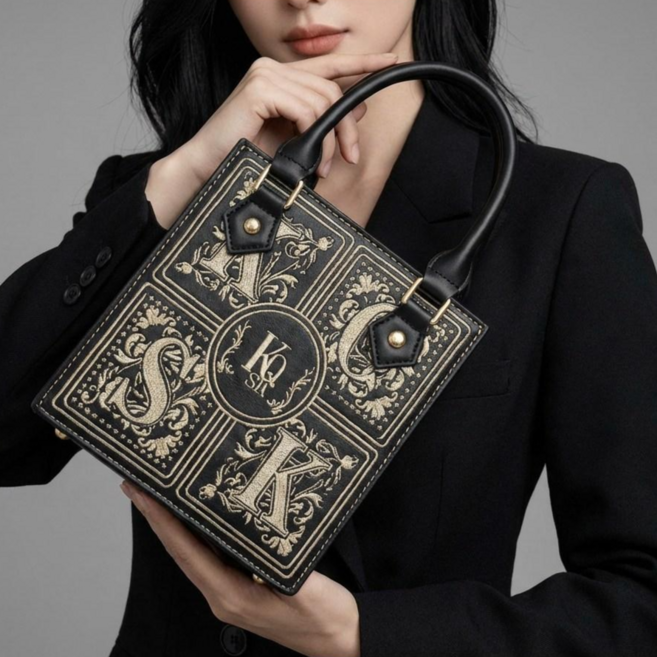 벨루체 헤리티지 자수 스퀘어 토트백