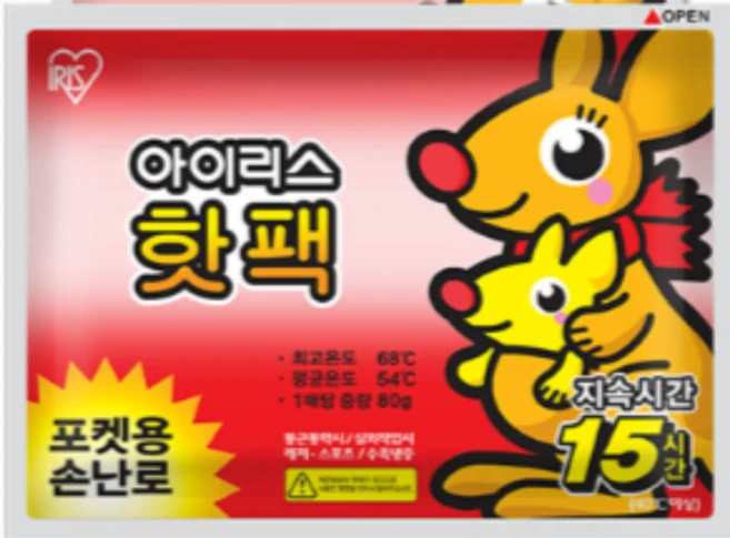 아이리스 포카포카 캥거루 포켓용 핫팩 80g, 80개 - 쿠팡