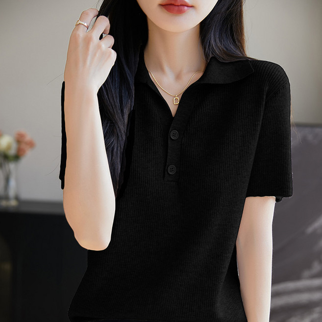 PETITBATH 니트 버튼 디자인 시크 반팔