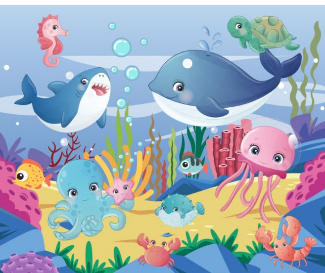 [파티붕붕] D2401 현수막 / 어린이집 유치원 여름 바다 배경 해변 파도 현수막 블루데이 포토존, 가로형 소 (100cm x 90cm), -