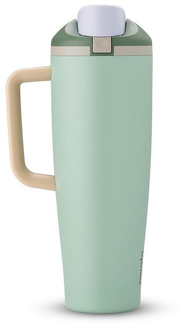 Owala FreeSip 텀블러 단열 스테인리스 스틸 물병 내장 빨대 및 측면 손잡이 여행 직장 학교 스포츠용 1.2L40온스 BPA 프리 누출 방지 퍼팅 그린, 13Eucalyptus