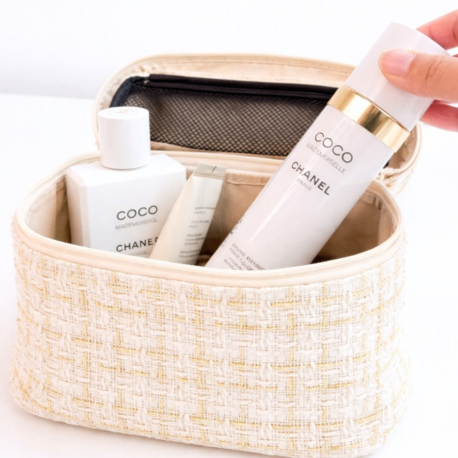 프리미엄 트위드 메이크업 파우치 세트 대용량 여행용 화장품 정리함