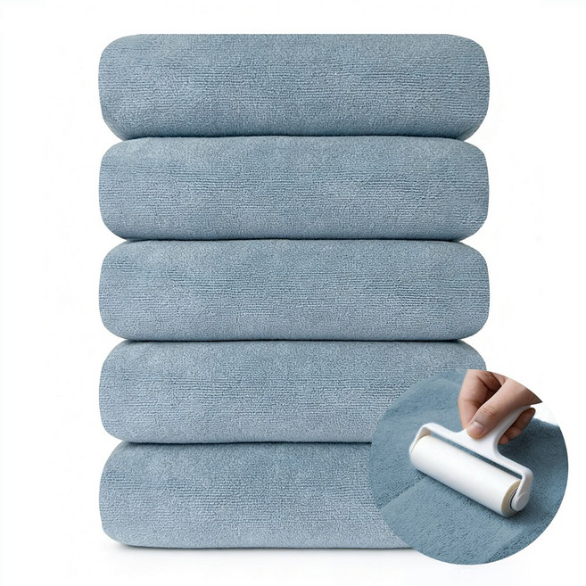 연화삼월 호텔 수건 40수 수건 10장 무형광 OEKO-TEX 알러지/진드기 방지 항균인증 세면 타올 수건 집들이 선물 400GSM 세면 타올, 5개, 08베이비블루