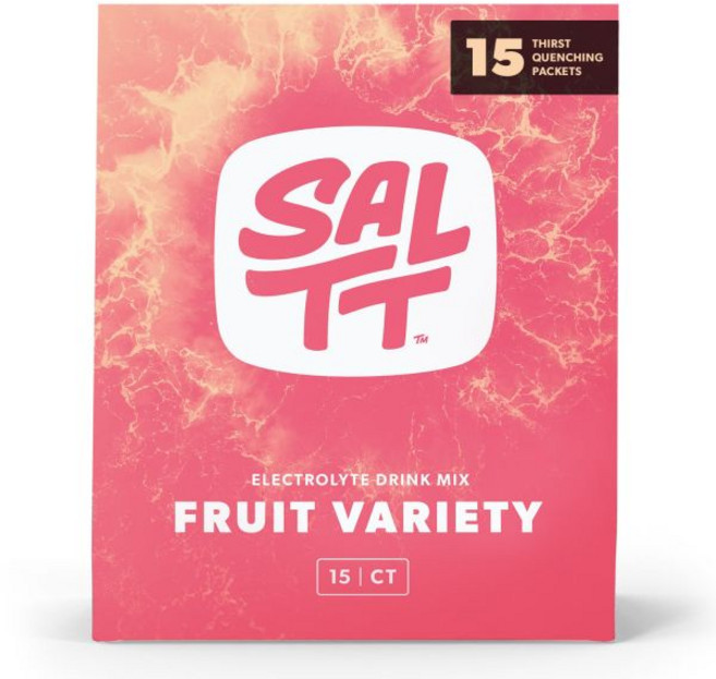 SALTT 전해질 파우더 팩 코코아 맛 세트 (30개입) 마그네슘 칼륨 나트륨 미네랄 비건 무설탕 글루텐 프리 여행 품 미국산, 0.23 Ounce (Pack of 15), Fruit Variety