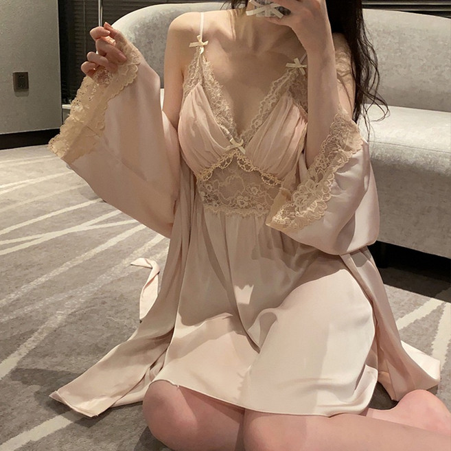 에스와이티 슬립 웨어 원피스 가운 세트