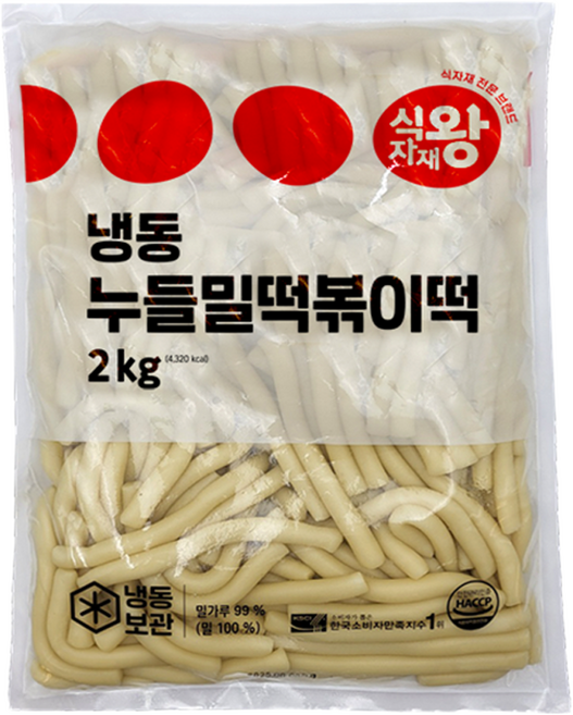 바이오푸드몰_식자재왕 누들 밀떡볶이떡 (냉동) 2kg, 1개