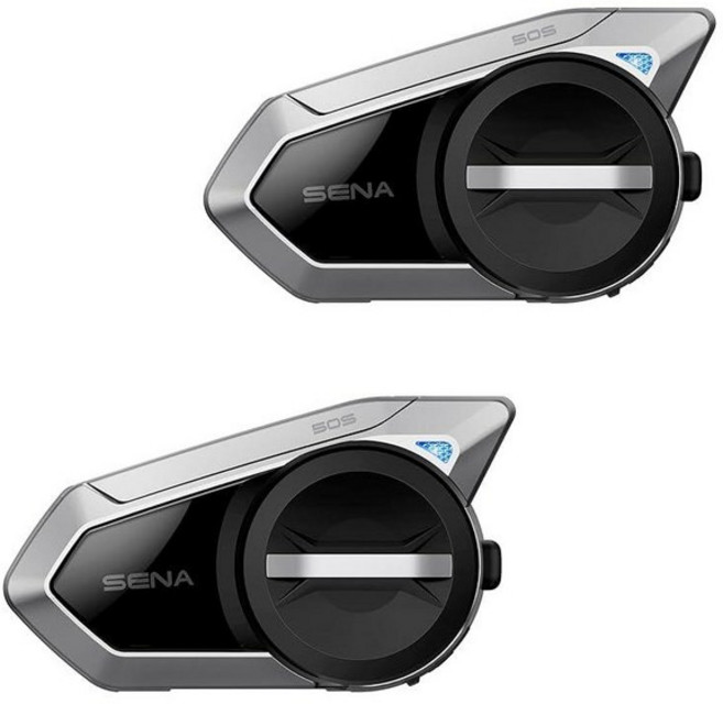 Sena Harman Kardon 50S 오토바이 조그 다이얼 통신 블루투스 헤드셋 사운드 포함 통합 메시 인터콤 시스템 프리미엄 마이크 및 스피커 듀얼 팩, Dual Pack, Retro