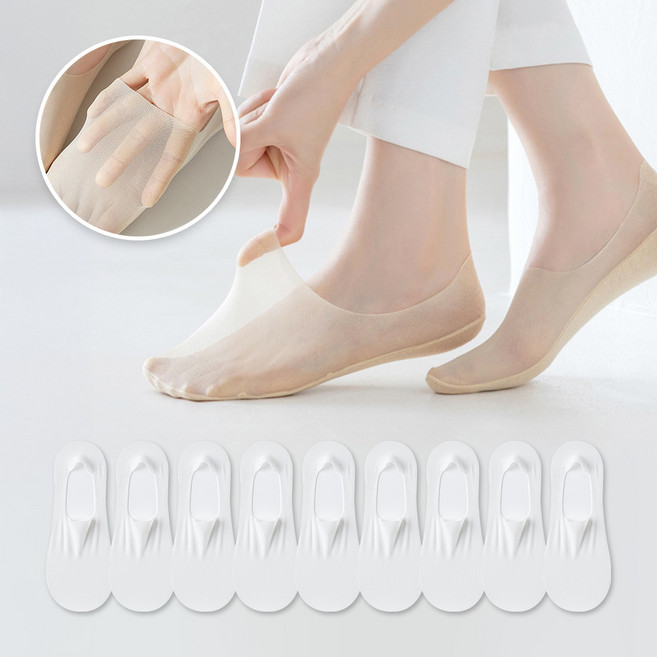 실키메쉬 고탄력 아이스덧신 벗겨짐방지 페이크삭스 (총 9켤레세트)