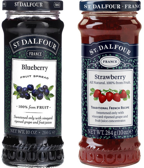 샹달프 디럭스 스프레드 과일잼 블루베리 284g, 1세트