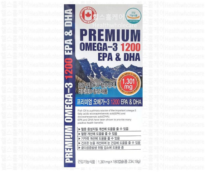 프리미엄 오메가3 1200 캐나다, 180정, 1개