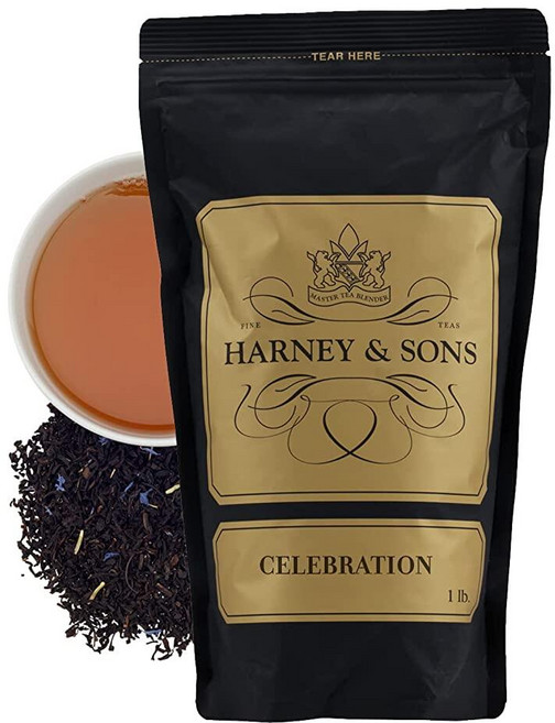 Harney Sons Celebration Tea 473.2ml 16온스 루즈 티 시나몬 살구 헤이즐넛 향이 나는 흑연 160383, Harney & Sons Celebration Tea,