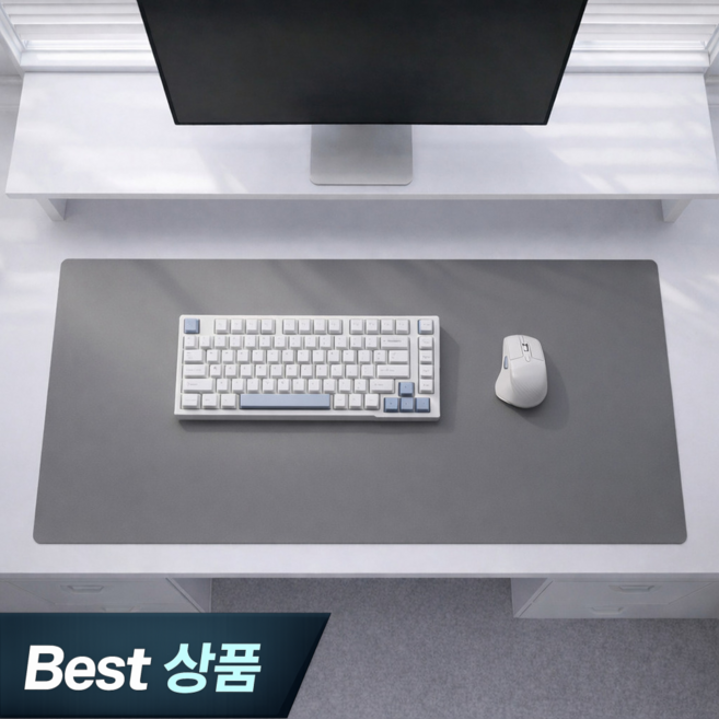 벨나로 논슬립 심리스 책상 데스크 가죽매트, 그레이
